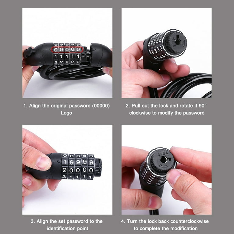 Bike Lock, Bike Locks Cable 1.2m Coiled Secure Resettable Combination Bike  Cable Lock with Mounting Bracket, 14.1cm Diameter 