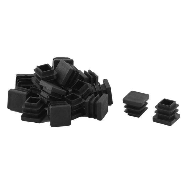 Insertos de tubo de pierna de silla cuadrada de plástico para oficina en casa, negros, 15 x 15 mm, 20 piezas