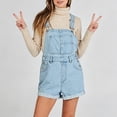 thumbnail image 7 of Women's Solid Loose Fit Denim Overalls with Multiple Pockets Casual Jumpsuit Light Blue XL, 7 of 7