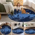 thumbnail image 6 of Retro Round Area&nbsp;Rug 8ft Starry Sky Night Forest Tree Shadows Pastoral Non-Slip&nbsp;Washable Circle Rugs Soft Felt Indoor Floor Mat for Bedroom Kitchen Living Room Bathroom, 6 of 9
