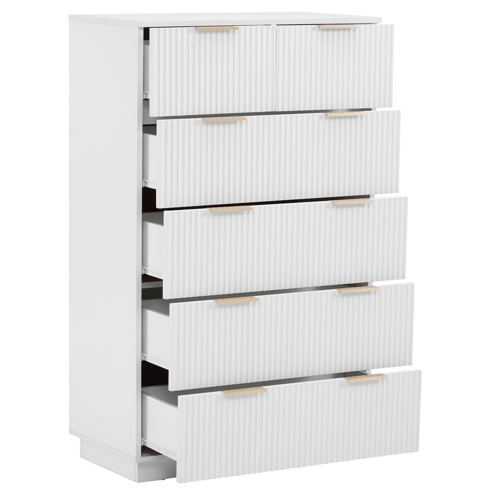 Five-Level Cabinet with Six Drawer, White P2 Particle Board and Density Board Wavy Pattern Drawer