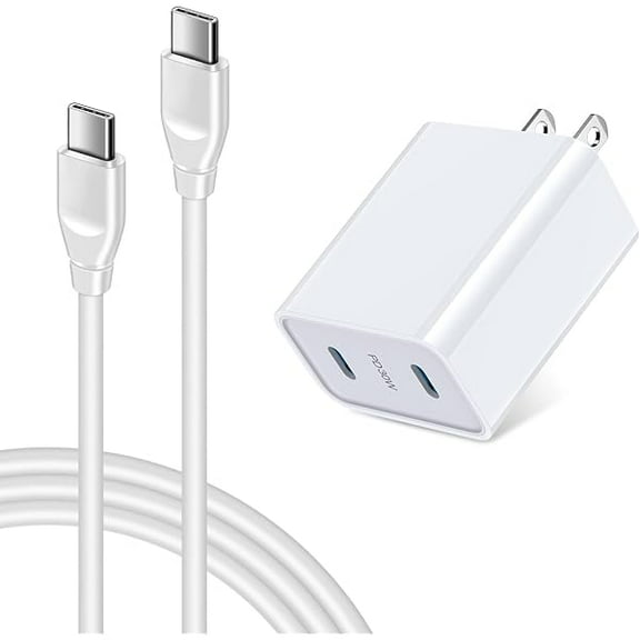 Type C Fast Charger for YJJSKEJI Galaxy A16 5G A15 A14 A13 A35 A55 A54 A53 A32 A24 A25 A03s A04s S24 S23 S22 S21 S20, Pixel 9 Pro XL 8a 7a 6 Pro, 30W Dual Port USB C Fast Charger 6ft USB C to C Cable