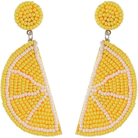 Cute Orange Strawberry Beaded Fruit Earrings Fashion Handmade Beads Drop Dangle Earrings Bohemia Statement Fruit Summer Beach Vacation Jewelry for Women