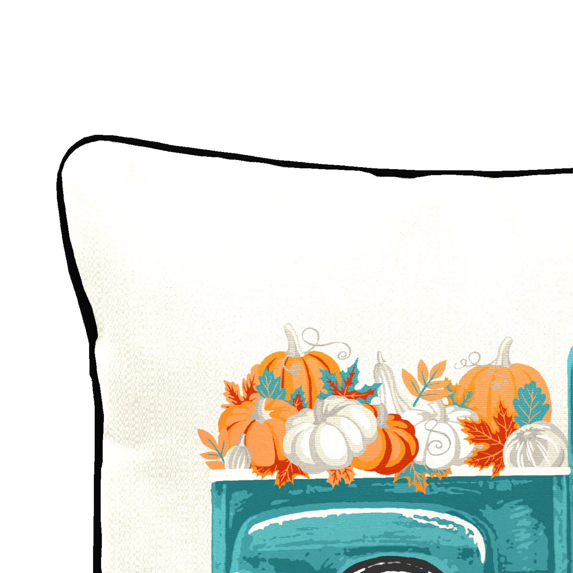 Jordan Manufacturing 12" x 16" Cream Pumpkin Truck and Hey Pumpkin Orange Novelty Rectangular Autumn Outdoor Lumbar Throw Pillow Set