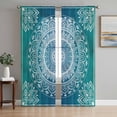 thumbnail image 2 of Sheer Curtains 84 inches Long 2 Panels Set Teal Blue Bohemian Light Filtering Sheer Drapes Rod Pocket Window Curtains for Living Room/Bedroom, Retro Man-dala Pattern White, 2 of 8