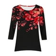 thumbnail image 7 of QQAMB 3/4 Sleeve Tunic Tops for Women Dressy Casual Crewneck Floral Printed Loose Blouse Flowy Shirts Black L, 7 of 7