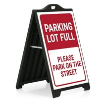 M&T Displays Black Street SignPro Board, Weatherproof A-Frame Sidewalk Curb Sign with 2 24x36 inch Matt Laminated Anti-Glare PARKING LOT FULL Sticker Signs, Folding Portable Double Sided