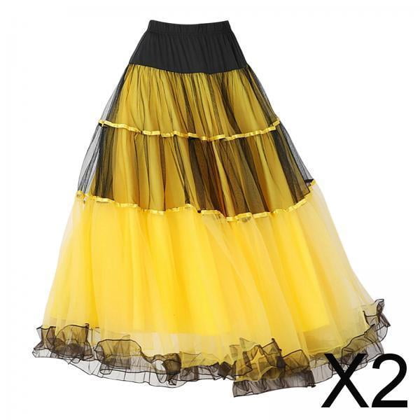 2x Falda De Baile De Salón Clásico Ropa De Baile Español Con Grande Faldas De Baile Amarillas
