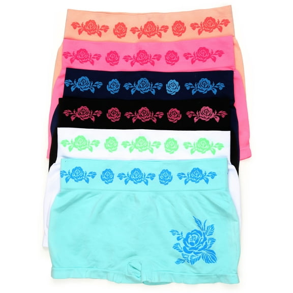 Sakkas Women's Seamless Stretch Boy Short Panties (6 Pack) - RoseFlower1 - One Size