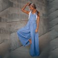 thumbnail image 2 of Monos de pierna ancha para mujer, Peto vaquero azul, holgado, a la moda, de cintura alta, con bolsillos, novedad de verano, 2 of 5