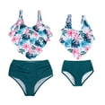 thumbnail image 5 of Jurebecia Family Matching Swimwear Mother Daughter Women Kids Girls Floral Green Leaves Printed Bikini Two-Piece Swimwear Suits, 5 of 8
