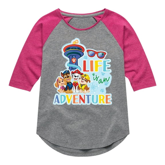 Paw Patrol - Life Is An Adventure - Toddler And Youth Girls Raglan Graphic T-Shirt
