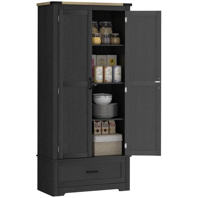 HOMCOM 69" Tall Kitchen Storage Cabinet with Adjustable Shelves