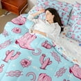 thumbnail image 4 of Erosebridal Farmhouse Cowgirl Boots Bedding Sets Queen Size,Chic Botanical Flower Cactus Comforter Sets with Sheets,Pink Blue Bed in a Bag Queen Size,Ultra Soft Bedroom Decorative Reversible,7-Piece, 4 of 6