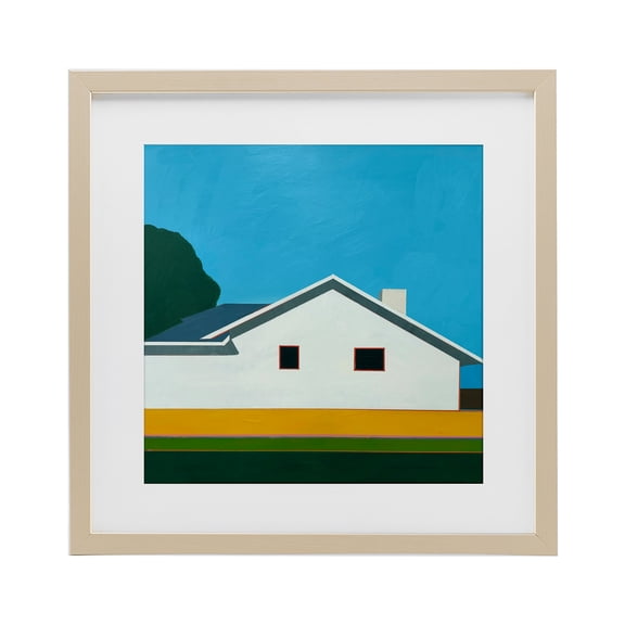 Stupell Industries Mid-Century Sunkissed Suburbia House Birch Framed Print Under Glass, 13 x 13, by Jan Weiss