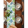 thumbnail image 2 of Ldtrchee Blue Green Coral Table Runner 70 Inches, Ocean Coastal Tropical Sea Ombre White Bed Runner Dresser Scarves Tabletop for Indoor Outdoor Parties/Ceremony/Banquet, 13" x 70", 2 of 8