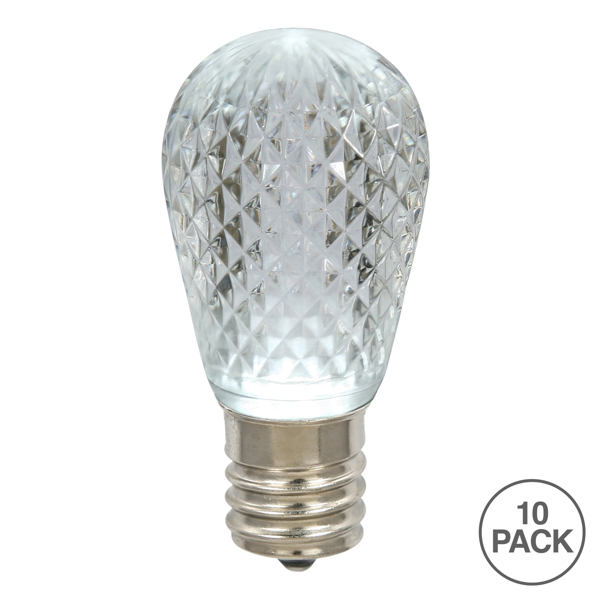 Vickerman S14 LED Pure White Faceted Replacement Bulb, 10 Bulbs per Pack