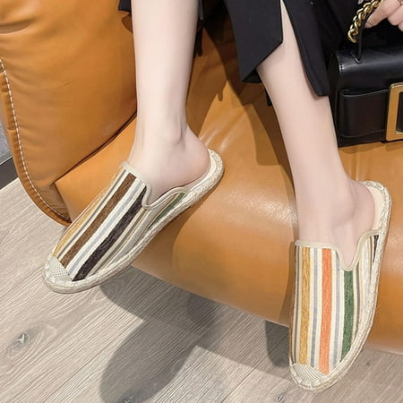 

Dezsed Women s Slippers Flat Shoes Ladies Rope Sandals Summer Non-Slip Causal Woven Slippers Multicolor 36 on Clearance