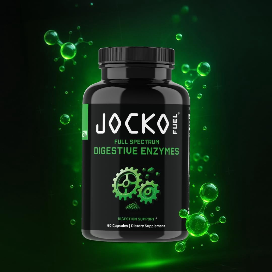 Jocko Fuel Digestive Enzymes, Full Spectrum Support, Nutrient Absorption, Gut Health Support, Digestion Aid, 60 Capsules
