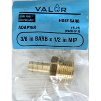 Valor 4108-1B Brass 3/8" Barb x 1/2" MIP Adapter Hose Fitting for Air/Gas/Fuel/Oil