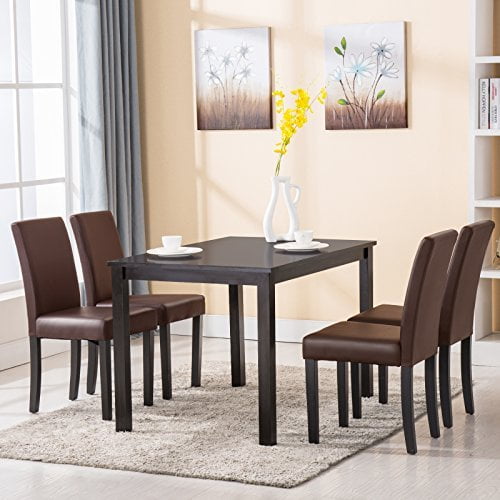 Uenjoy Black Wood Dining Table Kitchen Room Modern Furniture
