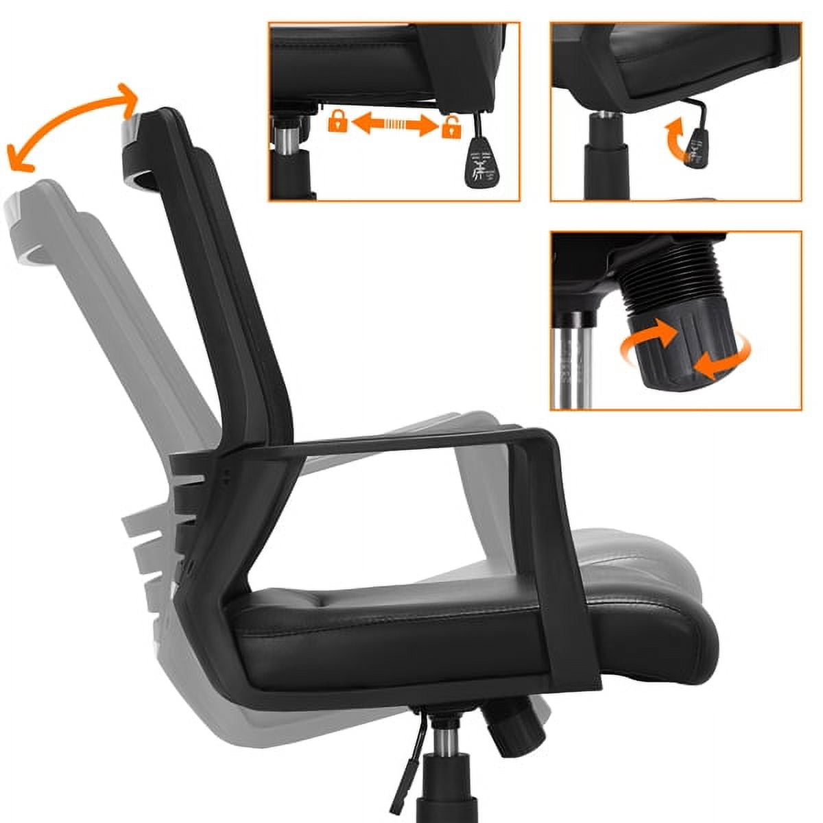 Yaheetech Set of 2 Swivel Office Chair with Leather Padded Seat and Armrests, Black