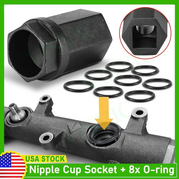 For 2003-2007 Ford 6.0L Oil Rail Ball Tube O-Rings Repair Kit& Nipple Cup Socket
