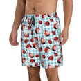 thumbnail image 2 of Kdxio Flowers and Lady Bugs Pattern Mens Casual Shorts - Drawstring Summer Beach Sports Shorts for Men, 2 of 9