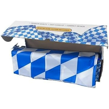 Oktoberfest Decorations Party Essential, Plastic White and Blue Checkered Tablecloth Roll, 54" x 100' Perfect for Men and Women, Must Have Oktoberfest Party Supplies |