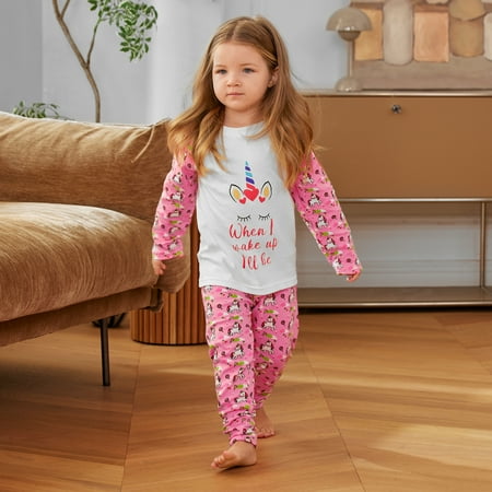 

2Pcs Pajamas Set for Boys Girls Esho 12M-8T Toddler Cartoon Printed Sleepwear Kids Cotton Jammies Pjs Homewear Christmas Baby Clothes Loungewear 1-8Y