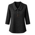 thumbnail image 4 of Summer Sales Womens Summer Tops Loose‑Fit Cotton‑Linen 3/4 Sleeve Lightweight Casual Blouse Oversized Tshirts for Women Under 12$, 4 of 6