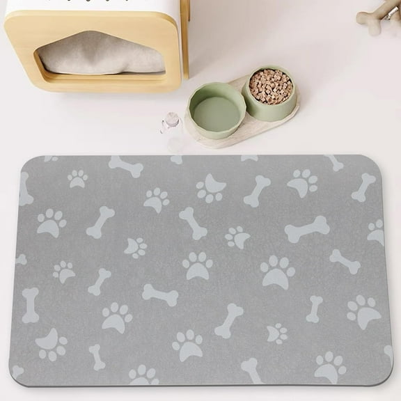 Dog Pet Food Mat - Dog Mat for Food and Water - Dog Water Bowl Mat for Messy Drinker - Absorbent Non-Slip Pet Mat - Pet Supplies Mat, 16.9"x24" Gray