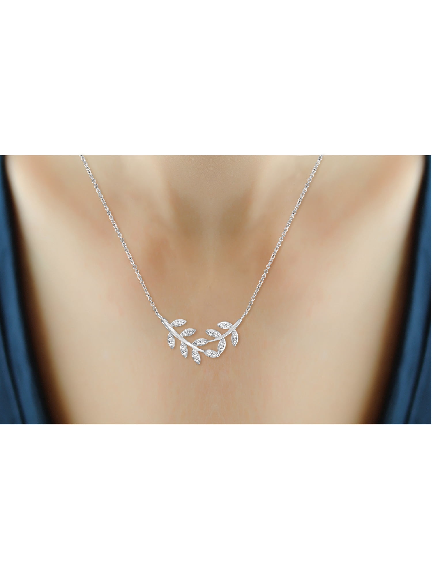 JewelersClub 1/4 Carat T.W. White Diamond Sterling Silver Leaf Necklace