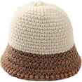 thumbnail image 3 of CoCopeaunts Bucket Hat for Women Fashion Stitching Knitted Fisherman Hat Winter Warm Woolen Basin Hat Outdoor Travel Vacation, 3 of 8