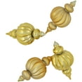 thumbnail image 3 of Northlight Commercial Size Shatterproof 2-Finish Finial Christmas Ornaments - Gold -10" - 4ct, 3 of 6