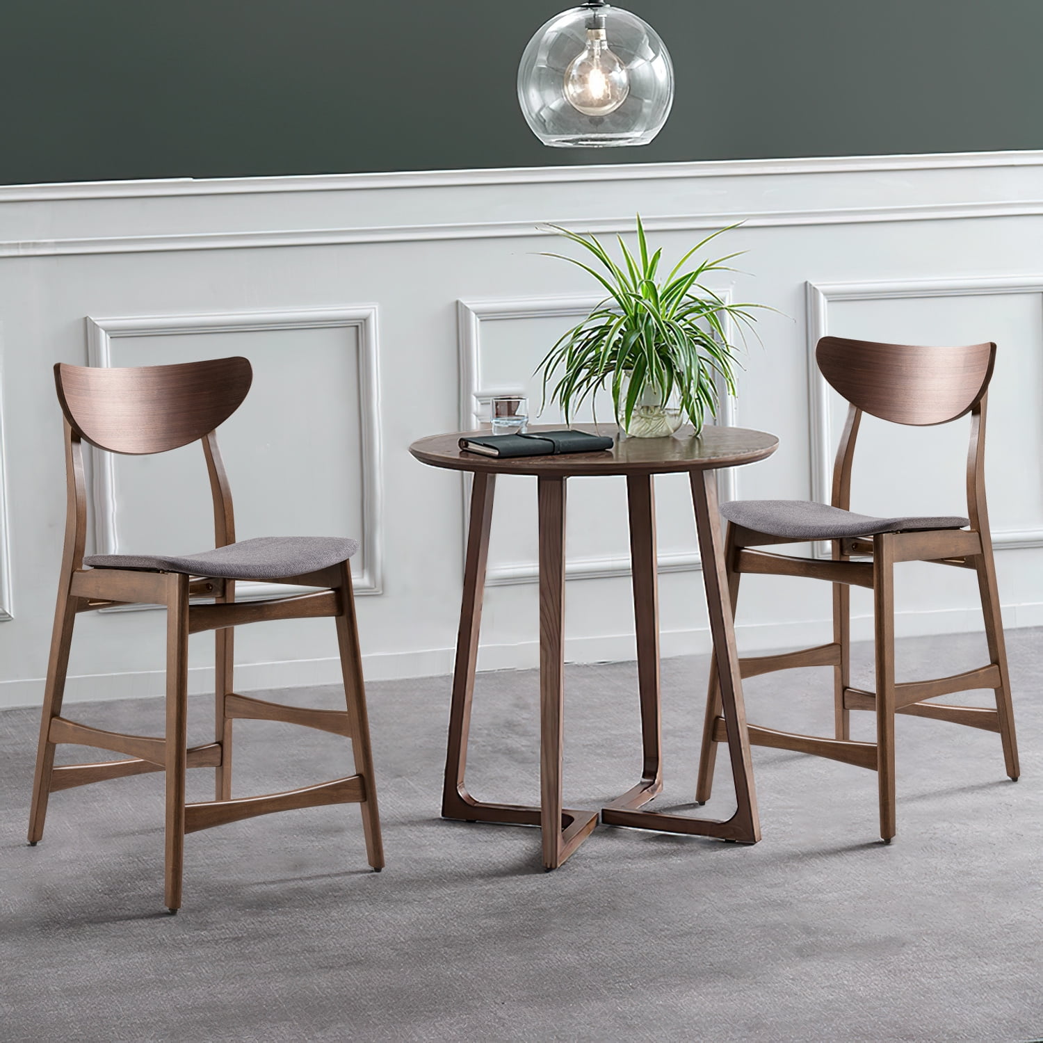 Kadyn Fabric Upholstered Counter Stool Set of 2, Mid-Century Modern Fabric Barstool, Kitchen Chair for Dining Room, Dark Grey Kadyn Fabric Upholstered Counter Stool Set of 2, Mid-Century Modern Fabric Barstool, Kitchen Chair for Dining Room, Dark Grey
