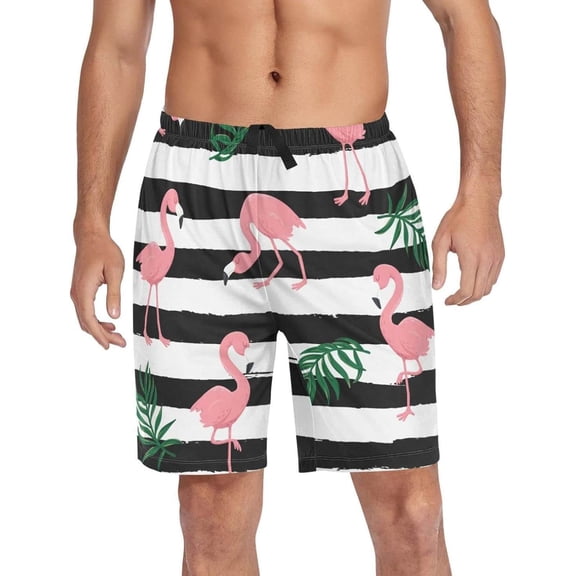 GZHJMY Flamingo Pajama Pants Short for Men, Lounge Pants Lightweight Men Pajama Bottoms with Drawstring Pockets, Christmas New Year Birthday Gifts, X-Large