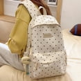 thumbnail image 3 of Cute Polka Dot Laptop Backpack Large Capacity Computer Bag Lightweight Bookbag for Female Elementary & Middle School Students (Beige), 3 of 9