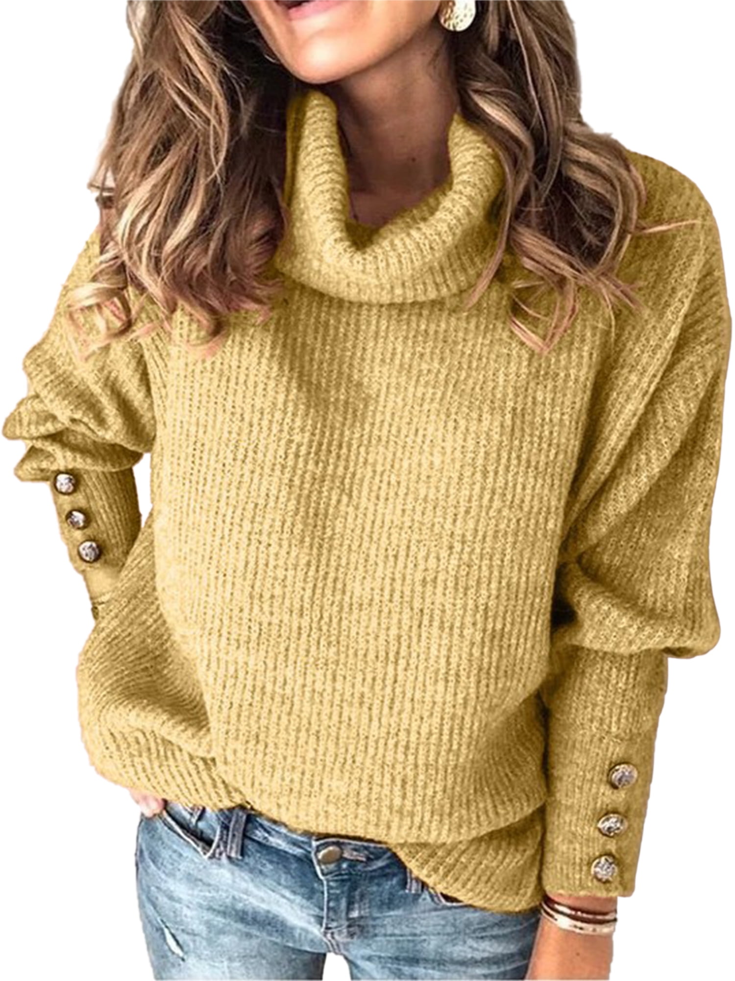 Knit Shirt Knitted Loose Womens Pullover Jumper Knitwear Long Sleeve Sweater 
