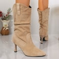 thumbnail image 6 of Dasayo Wide Width Boots for Women Slouch Yellow Mid-Calf Elegant Dress High Heel Boots Womens Shoes 38, 6 of 8