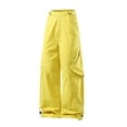 thumbnail image 4 of FRSASU Men's Wide‑Leg Snow Cargo Pants Elastic Waist Adjustable Drawstring Hem Water‑Resistant Ski Pants with Multi Pockets Yellow, 4 of 8