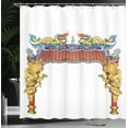 thumbnail image 4 of Ambesonne Dragon Shower Curtain, Eastern Building and Dragon, 69"Wx84"L, Yellow Blue and Red, 4 of 5