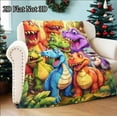 thumbnail image 2 of Soft Funny 2D Dinosaur Throw Blanket Cute Smiling Print Flannel Lightweight Knitted All-Season Cozy Thermo-Regulating Cover for Napping Christmas Gift, 2 of 6