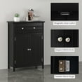 thumbnail image 6 of Gymax Bathroom Floor Cabinet Wooden Storage Organizer with Drawer & Doors Blcak, 6 of 10
