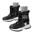 thumbnail image 3 of Glisme Boys Girls Snow Boots Solid Color Boots Non Warm Padded Thickened Boots Versatile Black Boots Size 5.5-6 Years, 3 of 9