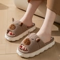 thumbnail image 4 of Zunfee Women's Bear Slippers - Cozy Open Toe, Non-Slip Thick PVC Sole, Coffee Color, US Size 9 (EU 40) for Indoor & Casual Outdoor Use, 4 of 5