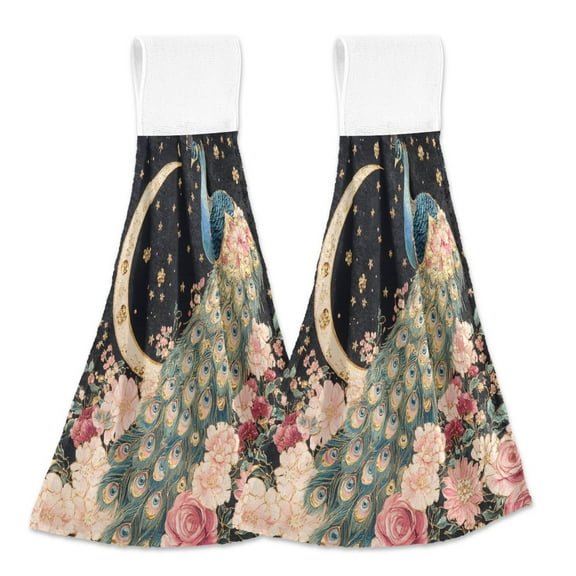 BZSMCE Hanging Hand Towels Fashion Floral Fancies Pattern 2-Pack - Velcro Style Bathroom Kitchen Towels