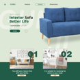 thumbnail image 5 of Vineego Small Modern Loveseat Couch Sofa, Fabric Upholstered 2-Seat Sofa, Love Seat Furniture,Blue, 5 of 8