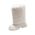 thumbnail image 3 of Willtoo Girls Mid Calf Boots Winter Round Toe Slip On Fuzzy Snow Boots Fashion Casual Cold Weather Walking Shoes for Daily Wear, 3 of 6