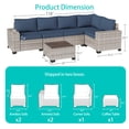 thumbnail image 5 of Sweecci 6 Piece Outdoor Patio Furniture Set, Ergonomic Wicker Patio Sectional Sofa with Stable Feet, 4" Cushions Conversation Set with Wood Table for Backyard Garden Deck,Navy Blue, 5 of 7